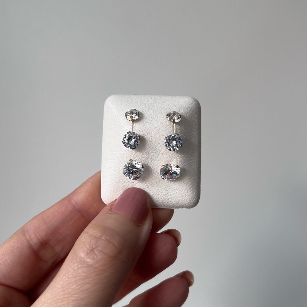 NEW 14K Gold Diamond Stud Earring Sets